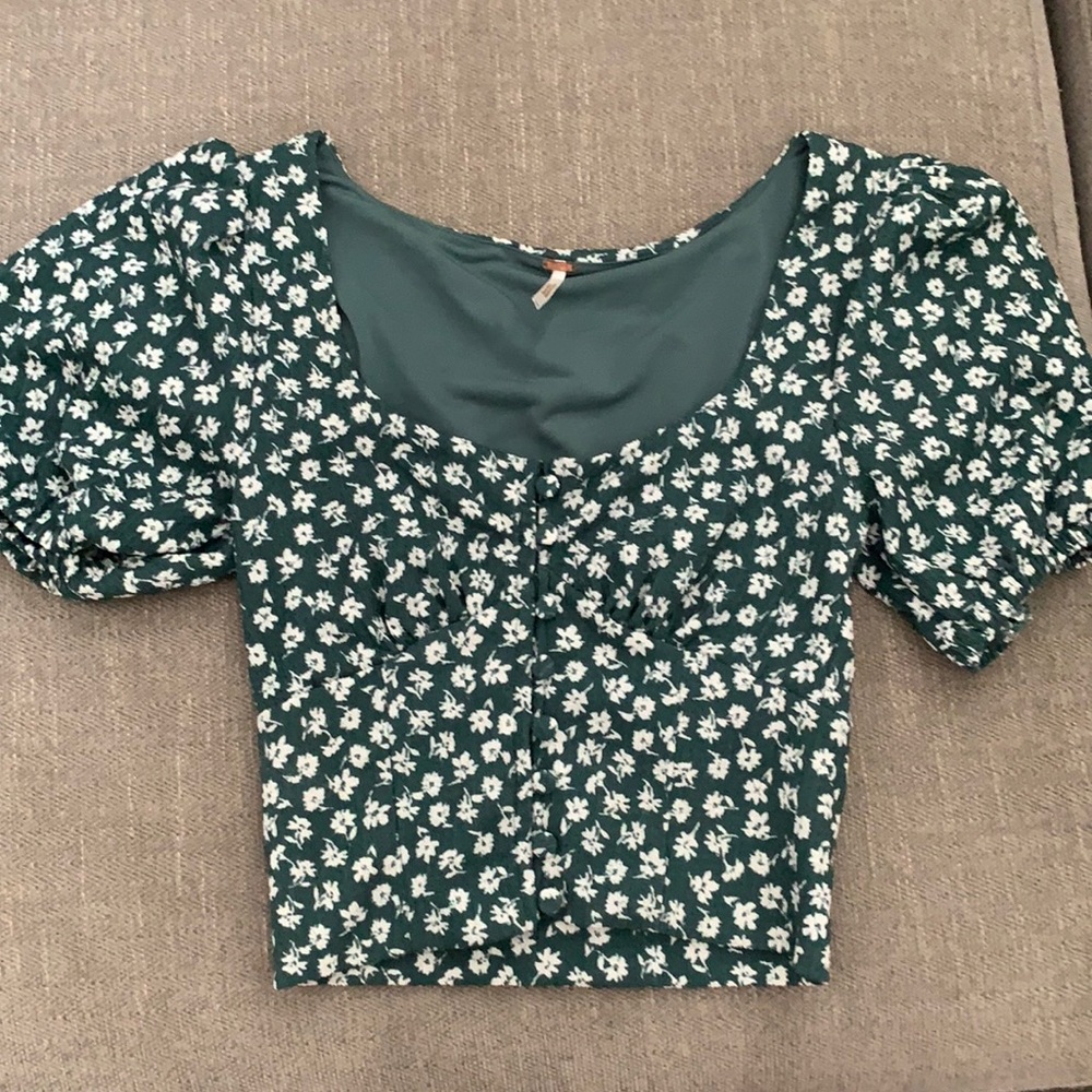 Free people green patterned top